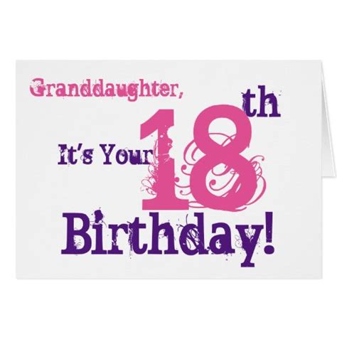 Granddaughters 18th Birthday In Purple Pink Card Zazzle