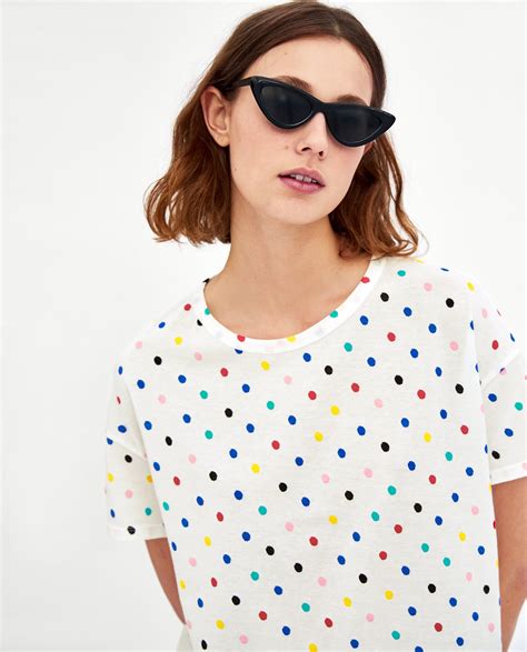 Image Of Printed T Shirt From Zara Strappy Top Online Zara Rainbow