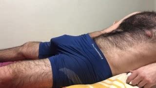 Hairy Chest Man Bulge Dick And Ball Massage Slip Boxer Panties