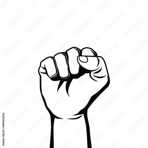 Hand Punch Up Gesture Vector Illustration Black Color Isolated On White