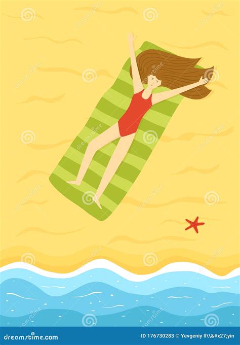 beautiful sexy girl lying sandy beach stock illustrations 2 beautiful sexy girl lying sandy