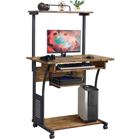 Buy Yaheetech 3 Tier Computer Desk With Printer Shelf And Keyboard Tray