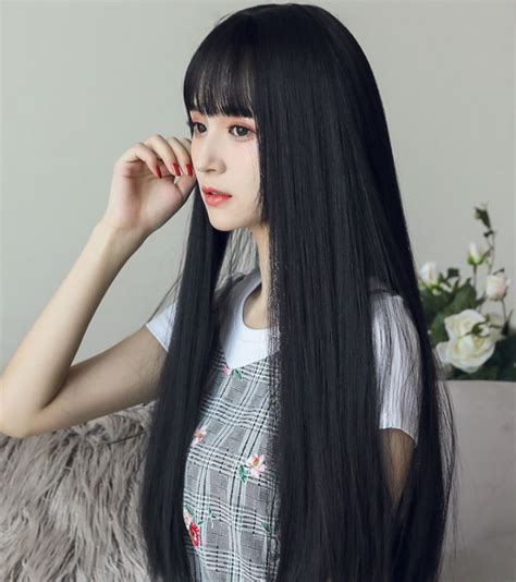 Black Long Straight Wig Yv42043 Straight Hairstyles Long Hair Girl Long Black Hair