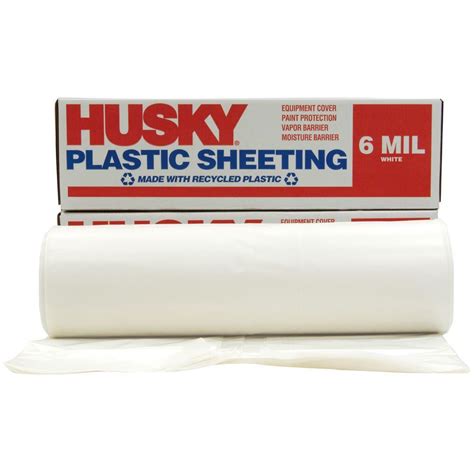 Husky Ft X Ft White Mil Plastic Sheeting Cf W The Home
