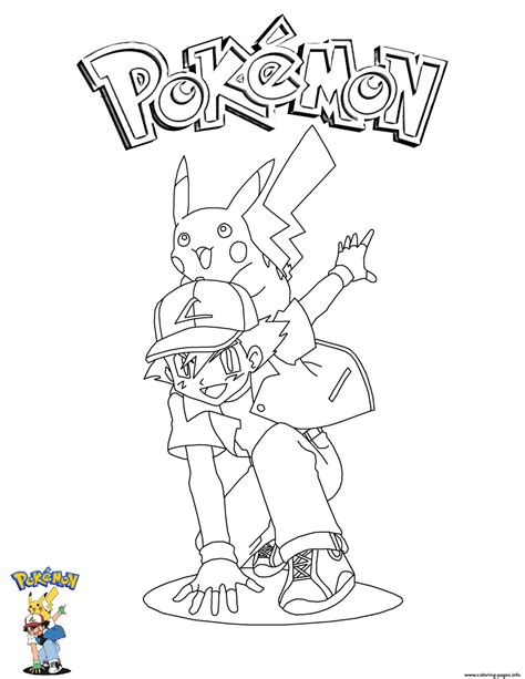 Ash And Pikachu Pokemon Coloring Page Printable