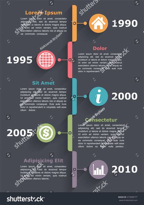 Vertical Timeline Infographics Design Template Vector Stock Vector