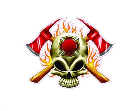 Firefighter Skull With Crossed Axes Decal Sticker For Auto Etsy