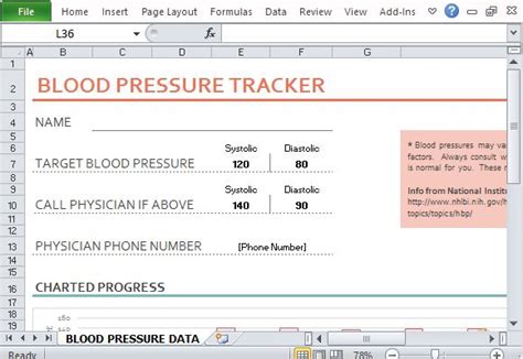 Blood Pressure And Heart Rate Tracker Template For Excel