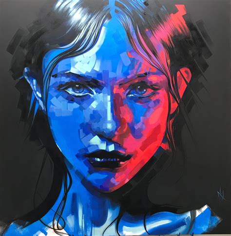 Natalya Original Oil Portrait Blue And Red Fictional Etsy Portrait Art Abstract Portrait