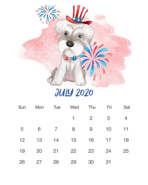 Free Printable 2020 Cute Dog Calendar The Cottage Market ปฏิทิน
