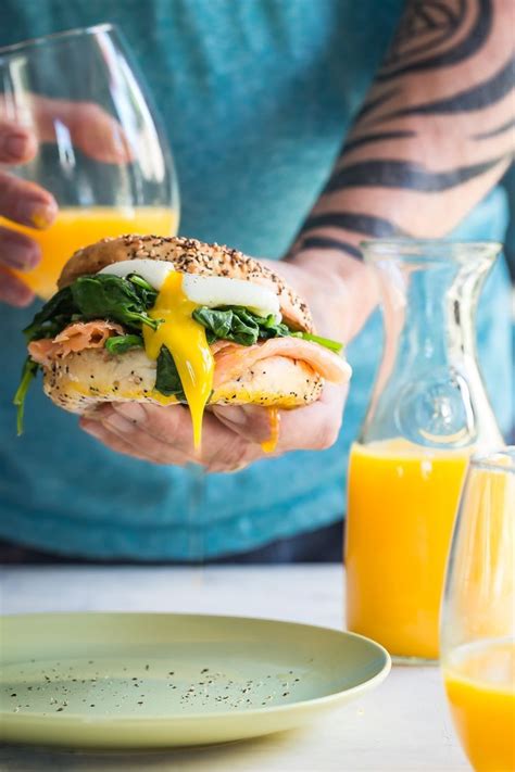 Whisk in flour and cook until bubbling, about 20 seconds, then whisk in milk, mustard, and 1 tablespoon water. Eggs Florentine Bagel with Smoked Salmon | Recipe | Eggs ...