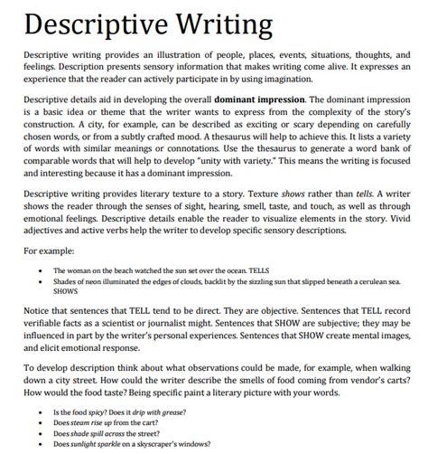 Descriptive Paragraph Examples