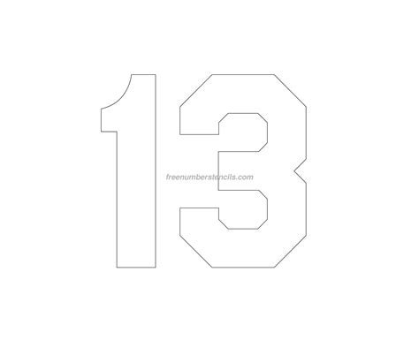 Free Jersey Printable 13 Number Stencil