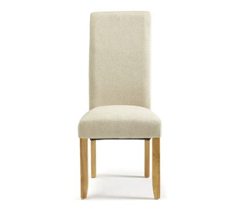 Serene Kingston Cream Fabric Dining Chairs With Oak Legs Pair By