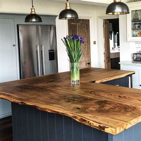 Live Edge Worktop Island By Earthy Timber Rustic Kitchen Kitchen