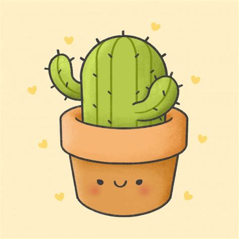 Premium Vector Cactus Cartoon Hand Drawn Style Кактус Легкие