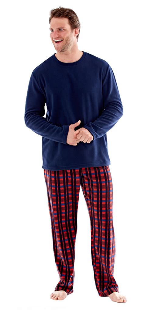 Luxury Mens Fleece Pyjamas Long Pjs 2 Piece Set Warm Winter Xmas T