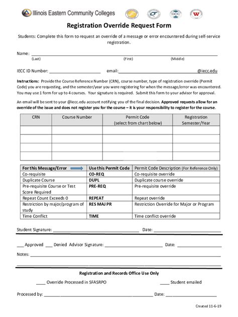 Fillable Online Registration Erroroverride Forms Fax Email Print