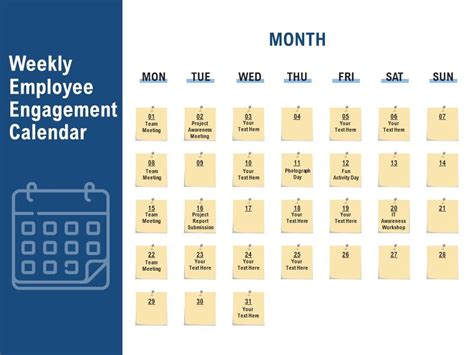 Weekly Employee Engagement Calendar Powerpoint Slide Templates