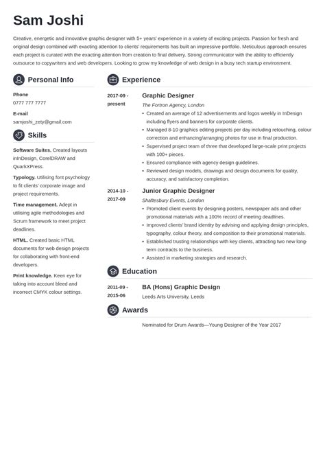 26 Graphic Designer Resume Template 2020 That You Can Imitate