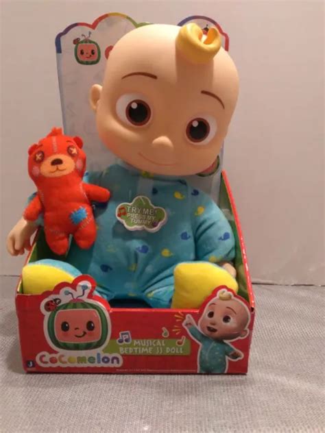 Cocomelon Musical Bedtime Jj Doll And Teddy Soft 10 Plush Singing Toy
