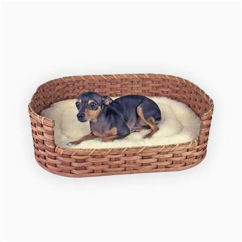 Small Wicker Pet Bed Basket Amish Handmade Woven Wood Basket Dog