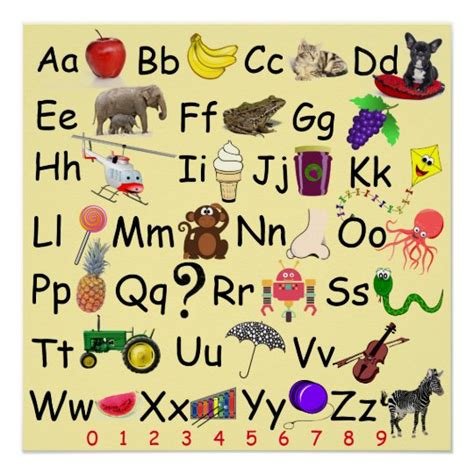 Alphabet Learn Abcs 123 Pre School Picture Chart