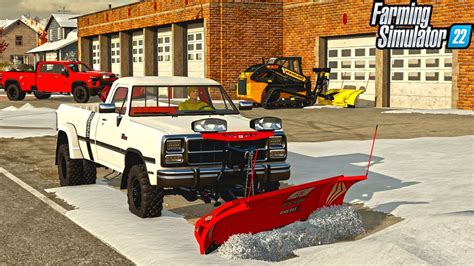 Snow Plowing Fire Station 10 Snow Farming Simulator 22 Youtube
