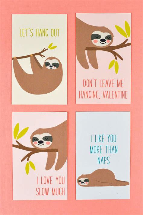 Print These Four Adorable Sloth Valentines With This Free Download An
