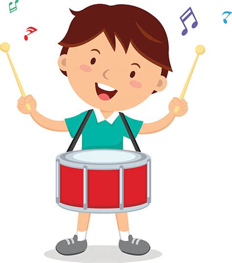 Boy Playing Drums Cartoons Illustrations Royalty Free Vector Graphics