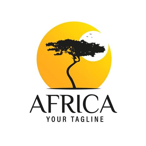 Africa Logo Design Vector Template Sunrise African Acacia Forest Logo