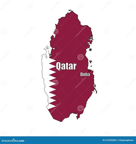Qatar Country Purple Flag Vector Inside The Map On Isolated White