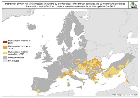 West nile virus occurs in late summer and early fall in mild zones. West Nile virus in Europe in 2020 - human cases compared ...