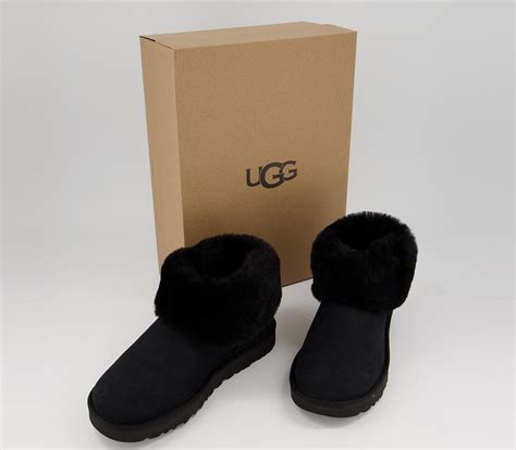 Ugg Classic Mini Fluff Boots Black Ankle Boots