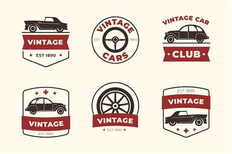 Vintage Design Car Logo Collection Free Vector