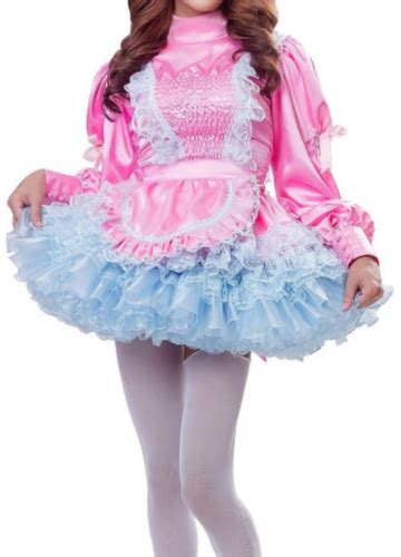 sissy girl maid lockable satin organza dress tailored cosplay costume ebay