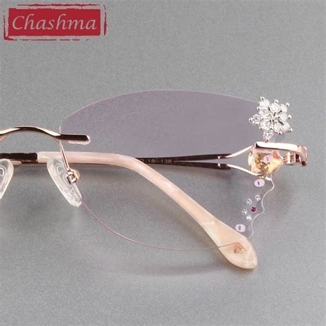 Womens Eyeglasses Titanium Diamond Trimmed Rimless 88301 Womens Eyewear Frames Eyeglasses