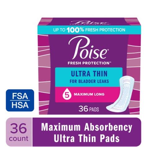 Poise Ultra Thin Incontinence Pads For Women 5 Drop Maximum Absorbency