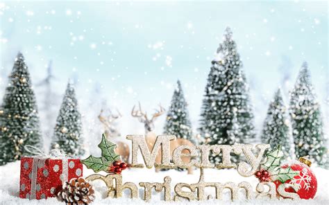 Merry Christmas Sign Decoration Snow Desktop Wallpaper