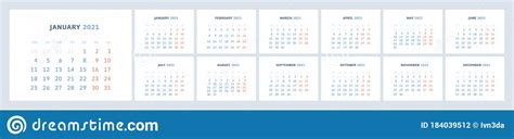 Plantilla De Calendario Trimestral De Pared Para 2021 En Un Estilo