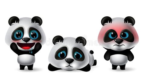 Panda Characters Vector Set Pandas Animal Character In Cute Crying