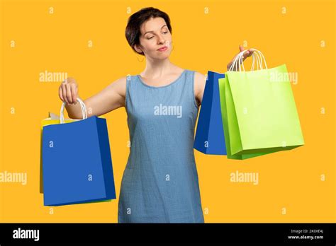 Sale And Discount Satisfied Emotion Woman Stock Photo Alamy