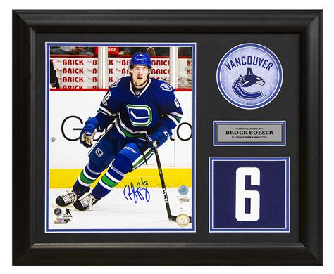 brock boeser vacouver canucks autographed franchise jersey number 23x19 frame nhl auctions