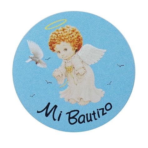 Mi Bautizo Round Stickers 100pcs Blue Efavormart