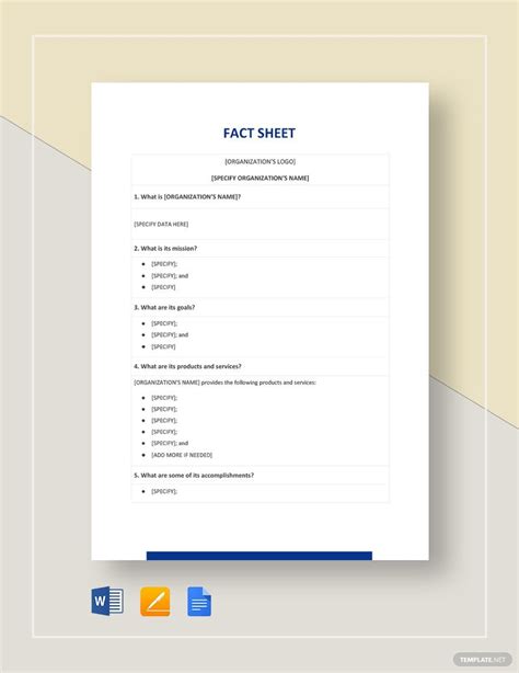 Fact Sheet Template In Word Free Download Template Net