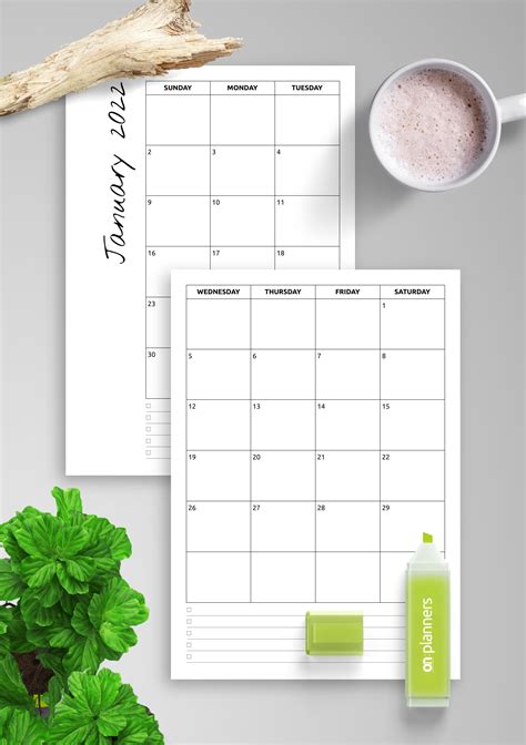 Printable Blank Monthly Calendars Activity Shelter Free 2 Page