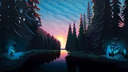 Forest Sunset River Landscape Background 1080p Fhd