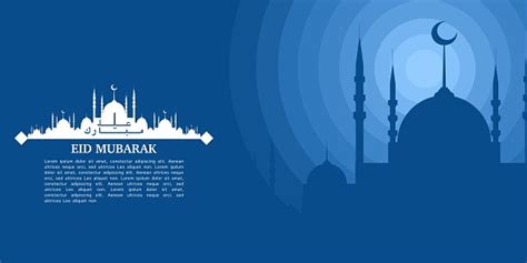 Ilustrasi Idul Fitri Dengan Siluet Masjid Di Malam Hari Spanduk Ucapan