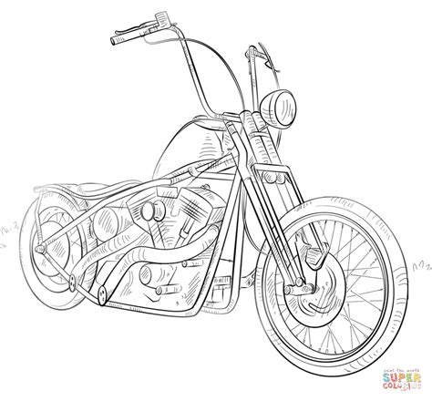 Harley motorcycle motorbike biker chrome vehicle davidson bike motor. Chopper Motorcycle coloring page | Free Printable Coloring ...