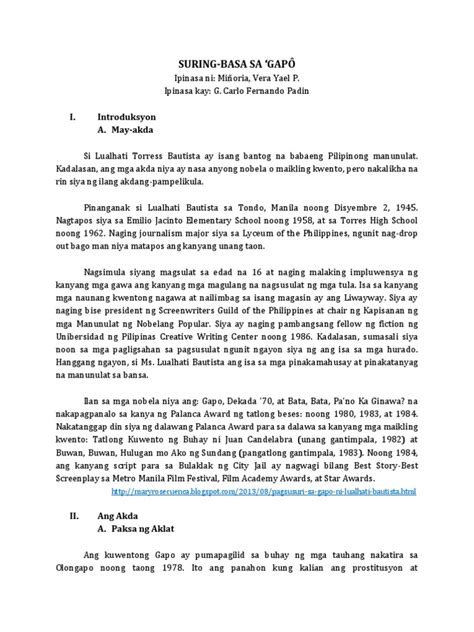 Halimbawa Ng Suring Basa Philippin News Collections
